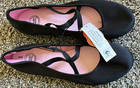 Nwt Wonder Nation Girls Size 5 Black Ballet Flats Elastic Strap Shoes