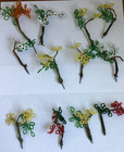 12 Vintage French Beaded Art Glass Flower Bouquet Seed Beads 2-3  Stems 4  Vase