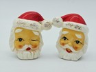 Vintage Christmas Winking Santa Claus Head Hat Salt Pepper Shakers Japan