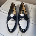 Stuart Weitzman Auth Vintage Women Black White Patent Leather Lace Up Oxford 6