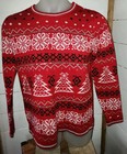 Ugly Christmas Tree Sweater Women   s Size 12 14 Large Holiday Time Red 