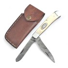 Trapper Pocket Knife     Camel Bone Handle     Dual Blade   damascus Steel Folding-usa