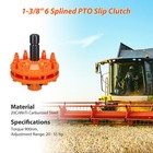 Pto Slip Clutch Spline For Pto Shaft 1-3 8  6 Spline Ends Pto Friction Clutch