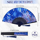 4-piece Folding Fans - Bamboo   Silk Fabric  Perfect For Parties  Weddings   Gif