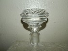 Large Heavy Clear Glass Bottle Decanter Stopper  Diamond Criss  Cross Pattern 
