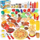 130pc Play Food Set For Kids   Toddlers Kitchen Toy Playset  Pretend Play Fake