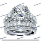 Real 925 Sterling Silver 5 00ct Round Cut Moissanite Engagement Wedding Ring Set