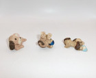 Vintage Fairway Dog Figurines Playing Ball Brown Blue Pink Miniatures Set Of 3