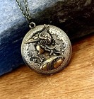 Athena Vintage Locket Necklace Greek Goddess Of War  Helmet W  Owl Athens Greece