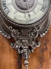 Antique French Victorian Era Silver Plated Brass Barometer W Custard Glass Dial