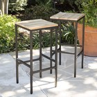 Sei Venallo Barstools 2 Piece Set Natural Solid Wood Indoor outdoor