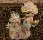 Mermaid Figurine With Sandcastle And Decorative Gems Fantasy Collectible