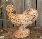 Door Stop Antique White Rooster Cast Iron French Country Primitive