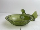 Indiana Green Hen On A Nest - Olive Green Depression Glass
