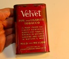 Vintage Velvet Pocket Tobacco Tin  Colors And Graphics Very Good  Lid Works Well