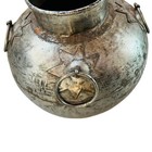 Antique Indian 19th Century Iron Water Vessel With Decorative Accents