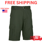 Men   s Cargo Shorts Stretch Lightweight Cotton Twill Multi Pockets Belted Short