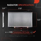  Engine Coolant Radiator With Transmission Oil Cooler Compatible With Infiniti 