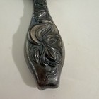 Antique Art Nouveau Silver Plated Hand Mirror Ornate Floral Repousse Vanity