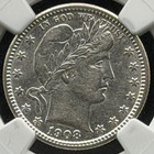 1908 D Silver United States Barber Quarter 25c Coin Ngc About Unc 53 Au53