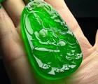 Natural Burmese Jade Imperial Green Dragon Guanyin Pendant Necklace Carving