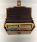 Vintage Gin Rummy   Bridge Travel Card Game Kit Set In Leather Hard Case