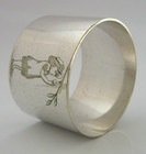 Kate Greenaway Silver Plated Napkin Ring C1880 Victorian Antique Girl