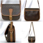 Celine Shoulder Bag Ec-22866 Brown Macadam Vintage Pvc Leather Used M95 Celine