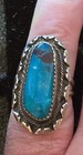 Vintage Navajo - Single-stone Bisbee Blue Turquoise - Sterling Silver Ring