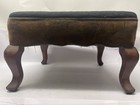 Victorian Style Needlepoint Footstool Ottoman Carved Wood Legs Floral Black