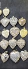 26 Antique Vintage Sterling Silver Puffy Heart Charms