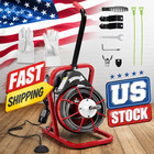75ft 1 2  Drain Cleaner Machine With Auto Feed   4 Cutters  Heavy Duty Electric