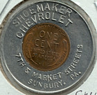 1948 D Encased Lincoln Wheat Cent - Good Luck Penny - Shoemaker Chevy - Ec 6531