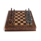 Medieval Style Metal Chess Set With Wooden Storage Board Handmade King 3 35in