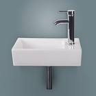 Bathroom Ceramic Vessel Sink Wall Mount Vanity Rectangle Porcelain Faucet White