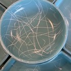 Vintage Mid Century Modernwhite Drizzle Turquoise Glass Snack Tray