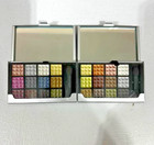  2  Profusion Compact Mirror Eye Shadow Palettes 12 Colors  pink  Blue  Silver 