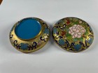 Vintage Cloisonne Enamel Brass Floral Trinket Pill Box