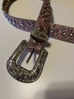 Nocona Girl s Belt Size 22 Pink Glitter Horseshoe Rhinestones Rodeo Euc