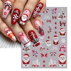 Embossed Christmas Nail Stickers - 5d Light String Santa Self-adhesive Nail A   