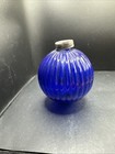 Rare Antique Cobalt Blue Glass  Ribbed Lightning Rod Globe Ball Weathervane