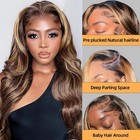 200  Density Body Wave 5x5 Honey Blonde 4 27  Transparent Lace Wigs Human Hair