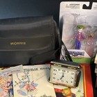 Junk Drawer Lot Vtg Pin Marbles Comics Zippo Pocket Knife Cards Binoculars Watch