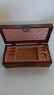 Chinese White Jade Red Wood Jewelry Trunk Box No Key Vgc 10x5  Awsome Silk Lined
