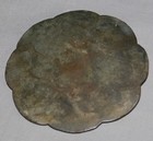 Ancient Chinese Bronze Hand Mirror Tang Dynasty C 800 Ad Archaic Scallop Design
