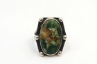 Vintage Antique Native American Navajo Sterling Silver Green Turquoise Ring  7
