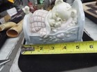 Vintage Enesco Baby Bear Sleeping In Cradle Ceramic Night Light
