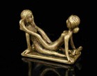Chinese Exquisite Old Handwork Carving Copper Brass Personage Statue Yu