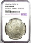 1806 Peru Charles Iv 8 Reales Silver Coin 8r - Ngc Uncirculated Detail  unc Ms 