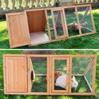 Rabbit Hutch Outdoor Chicken Coop Run A-frame Bunny Cage Wooden Quail Cage W    